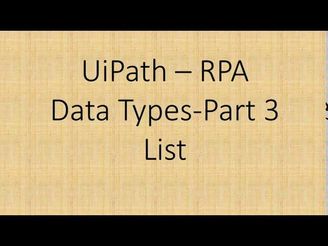 List in UiPath