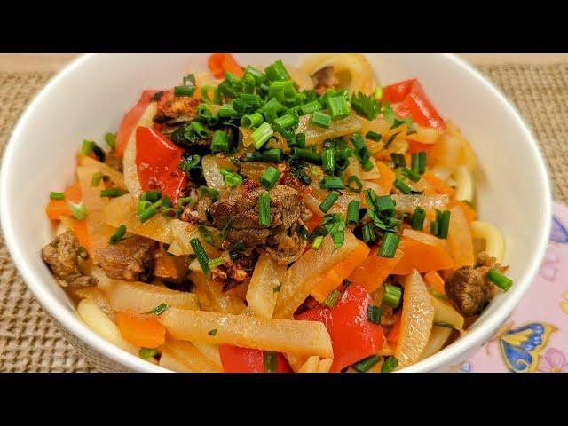 Lagman, so lecker, man kann nicht aufhören  einfaches Rezept aus Usbekistan Mittagessen