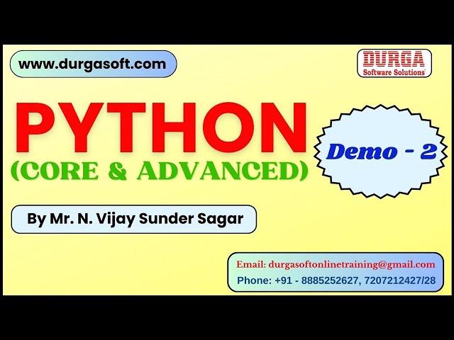 PYTHON tutorials || Demo - 2 || by Mr. N. Vijay Sunder Sagar On 27-12-2024 @8AM IST