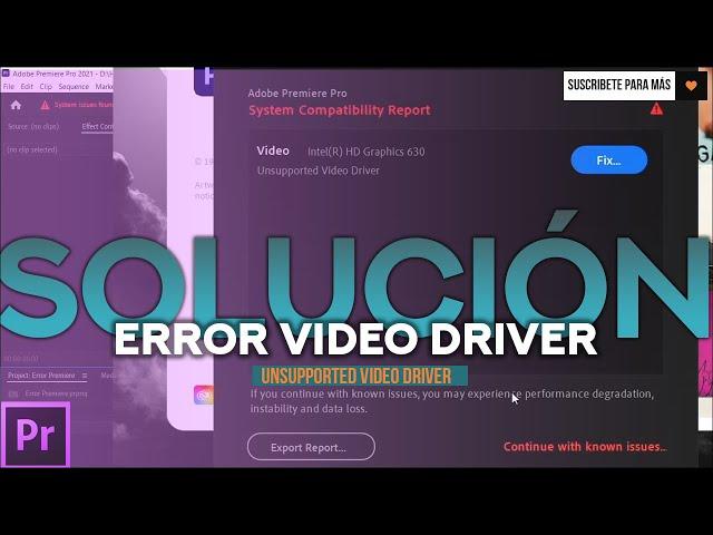 Como solucionar ERROR en PREMIERE PRO - Intel(R) HD Graphics 630 Unsupported Video Driver