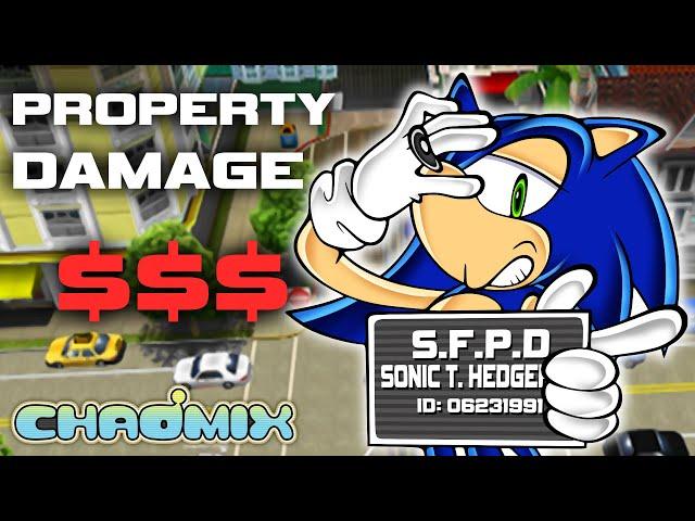 How much PROPERTY DAMAGE does Sonic cause in City Escape?