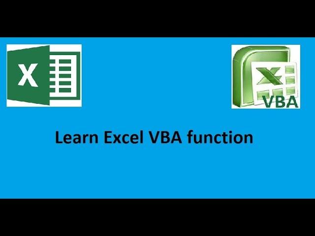 Learn Excel VBA function to create user defined function or formula