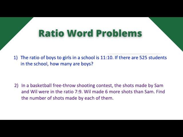 Ratio Word Problems - Algebra 1