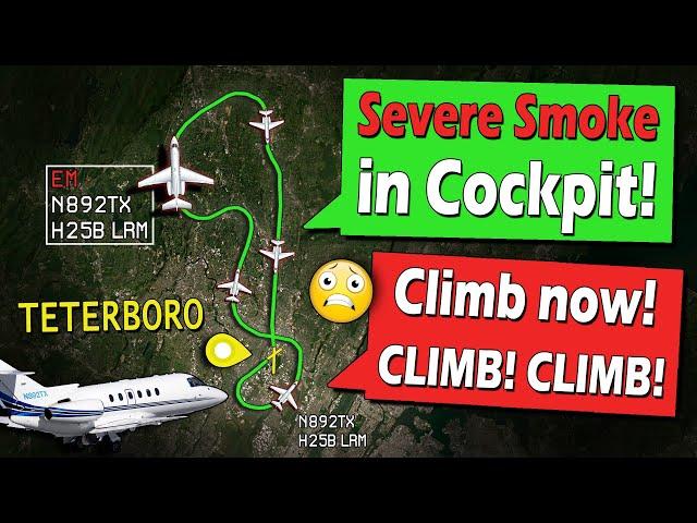 SEVERE SMOKE IN COCKPIT | Hawker Jet Panic Moments at Teterboro!