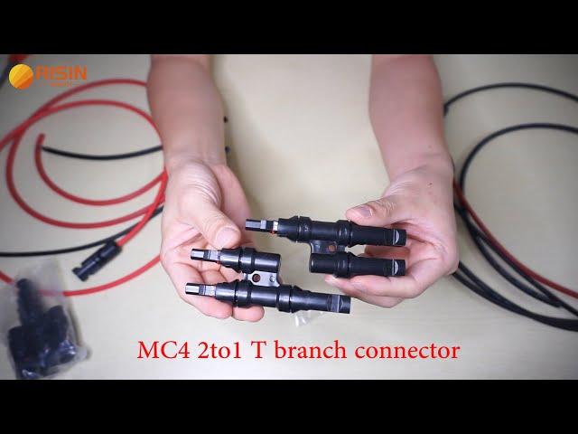 Risin Energy how to use MC4 T Connector Wiring Solar Panel 2to1 in series