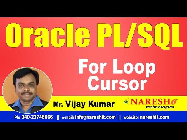 For Loop Cursor in PL/SQL | Oracle PL/SQL Tutorial Videos | Mr.Vijay Kumar