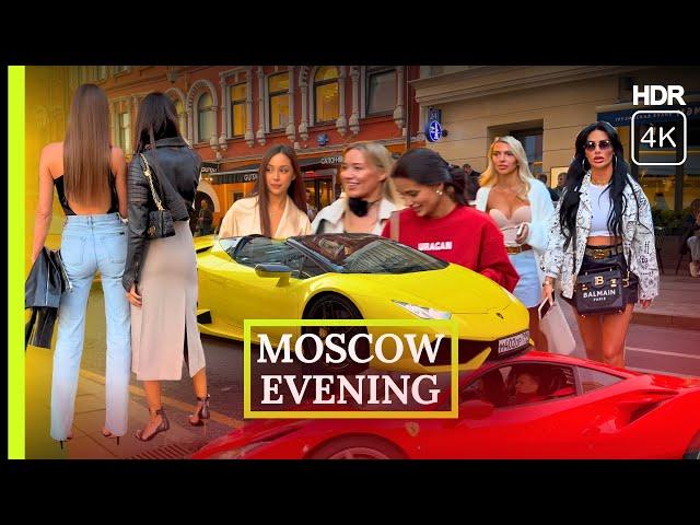  Hottest Evening Life, Russia Moscow  City Walk Tour With Russian Peoples 4K HDR