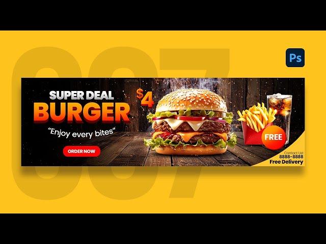 Product manipulation in Photoshop | Super Deal Burger | Website banner ads design