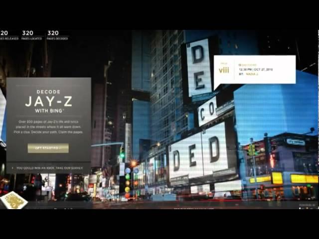 Decoded - Advertising campaign of Jay-Z's book with Bing Maps