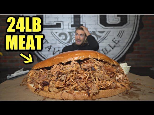 WORLDS BIGGEST PULLED PORK SANDWICH CHALLENGE (24LB PORK) | CRAZIEST FOOD CHALLENGE I HAVE EVER SEEN