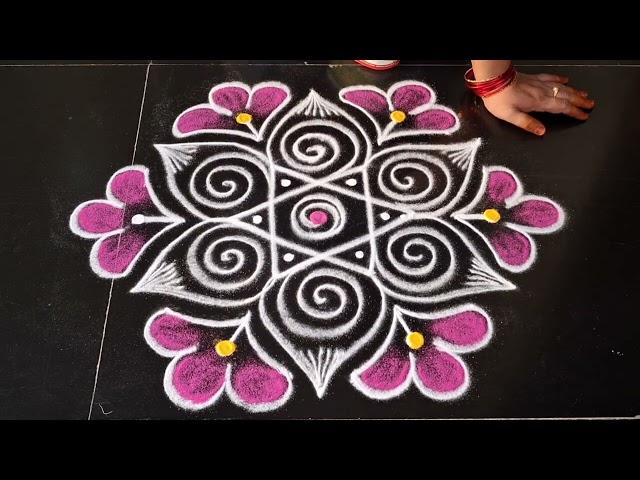 Simple side border rangoli design | daily muggulu | small beautiful kolam