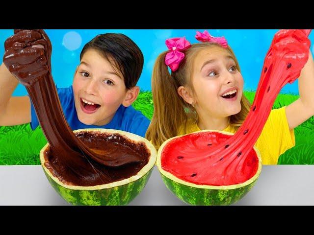 Sasha and Watermelon Slime Challenge