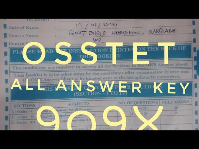 OSSTET Answer key 2024 ll science and arts all ll