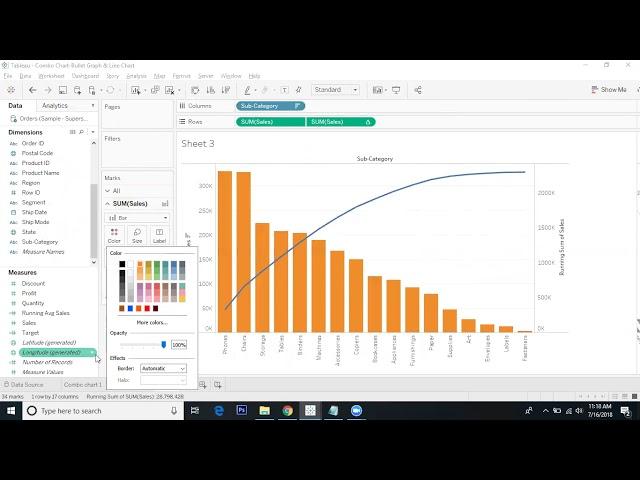 Tableau Custom Charts- Pareto chart