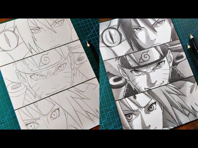 Cara Menggambar Team 7 "Naruto, Sasuke, Sakura" [Naruto Shippuden] | Tutorial - Step by Step