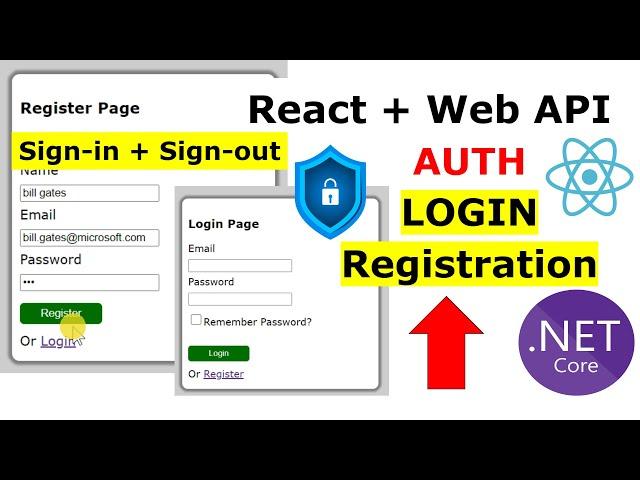 Login & Registration using .Net Authentication with Custom Identity. React and Web API Tutorial