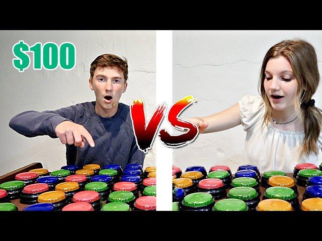 100 TRICK SHOT BUTTONS....Who Can Find The $100 BUTTON first?! | Match Up