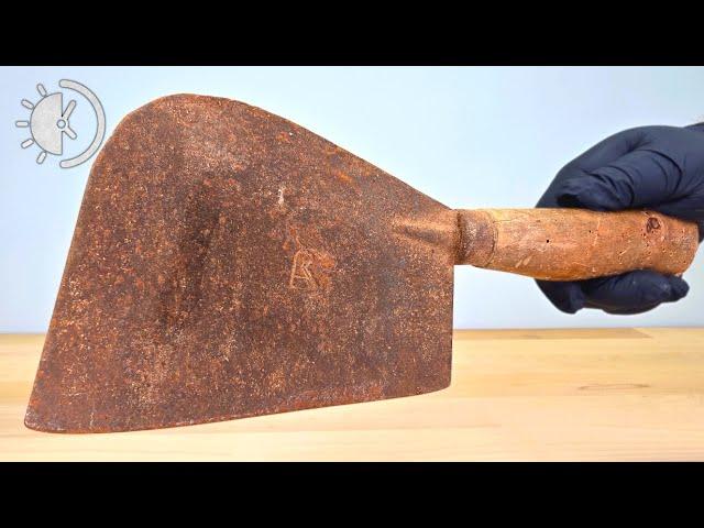 Incredible Meat Cleaver Restoration: Black Blade And Kingwood Handle!