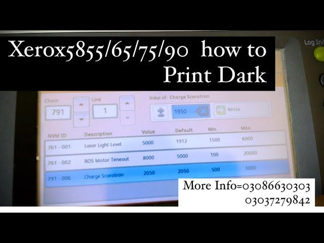 Xerox5755/5855/65/75/90 Print Light And Dark Value Setting