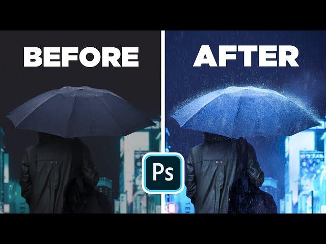 How to Create RAIN With FILTERS in Photoshop!