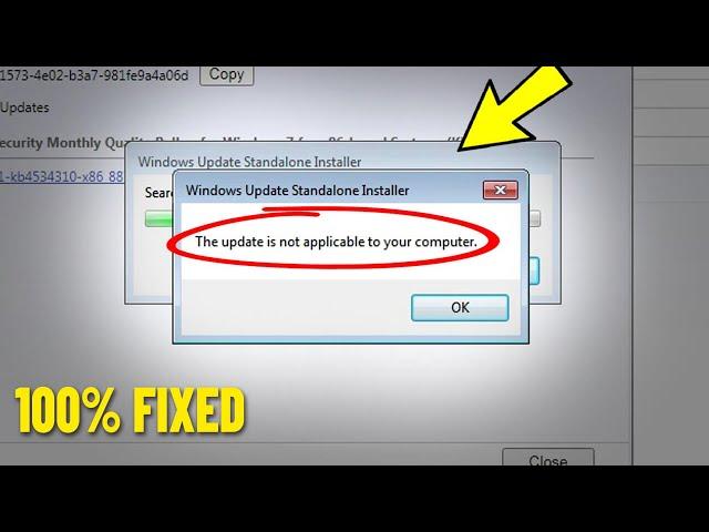 Fix The update is not applicable to your computer in Windows 7 | How To Solve UPDATE ISNT APPLICABLE