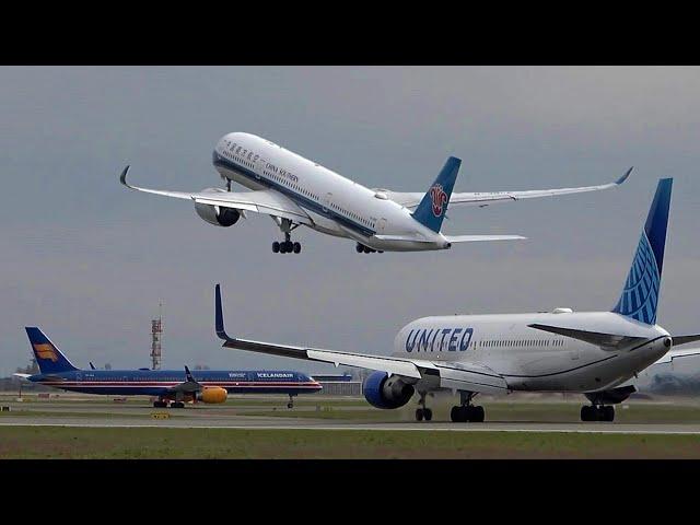 High traffic Paris CDG Airport !  Plane Spotting / 210 planes in 2 hours ! Close up, heavy landing