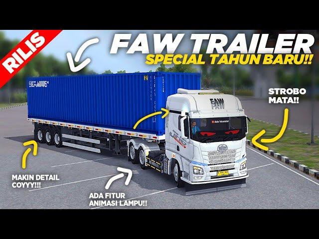 RILISTRUK FAW JH6 TRAILER PETI KEMAS || MOD BUSSID