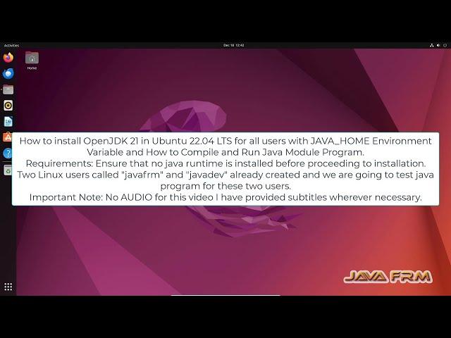 How to install OpenJDK 21 in Ubuntu 22.04 LTS with JAVA_HOME Environment Variable