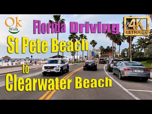 4K Florida Driving - St Pete Beach to Clearwater Beach through Indian Rocks Beach and Madeira Beach