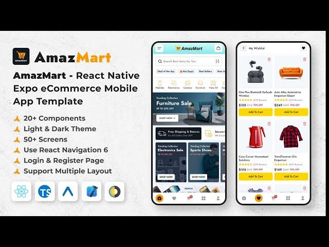 AmazMart - React Native Expo eCommerce Mobile App Template #bootstrap  #template