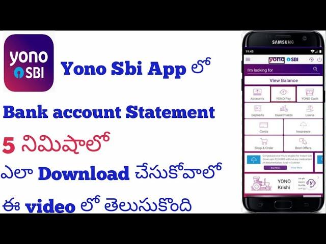 How to download SBI Bank Account Statement in yono sbi app online telugu