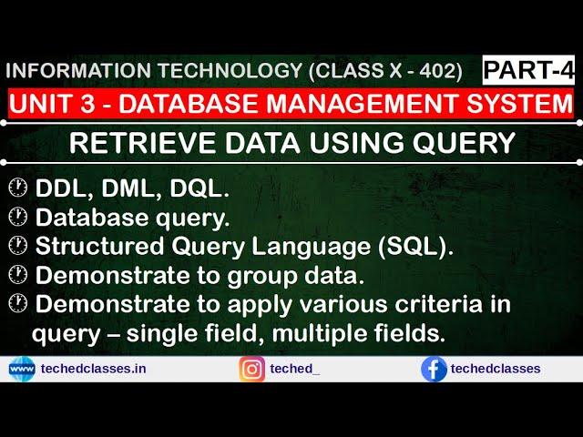 RETRIEVE DATA USING QUERY | PART-4 | CLASS X-402 | DATABASE MANAGEMENT | SQL QUERY