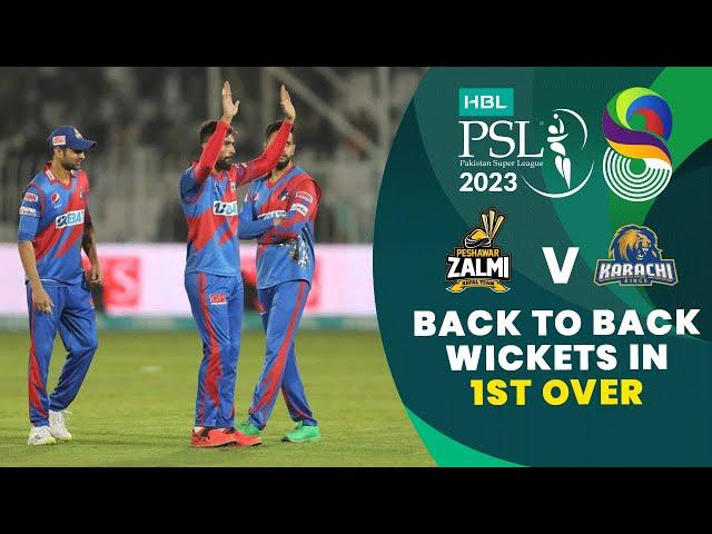 Back to Back Wickets in 1st Over | Amir vs Babar | Peshawar vs Karachi | Match 17 | HBL PSL 8 | MI2T