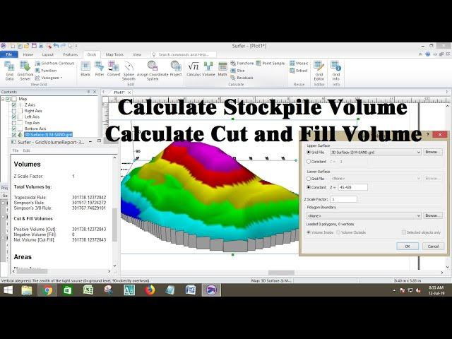 Calculate Stockpile Volume | Calculate Cut and Fill Volume by Surfer in Hindi