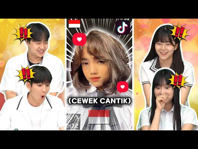 REAKSI SISWA KOREA KAGET LIHAT TIKTOK CEWEK CANTIK INDONESIA  | Wanita Indonesia | Reaction