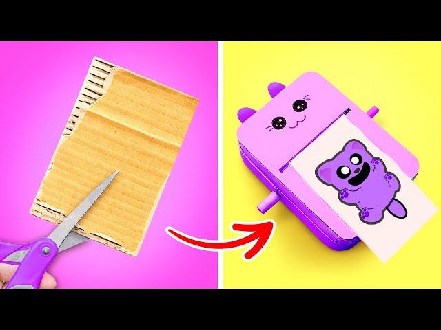 OMG! It's A DIY Cat Printer! ️ *Cool Cardboard School Crafts And Painting Hacks*