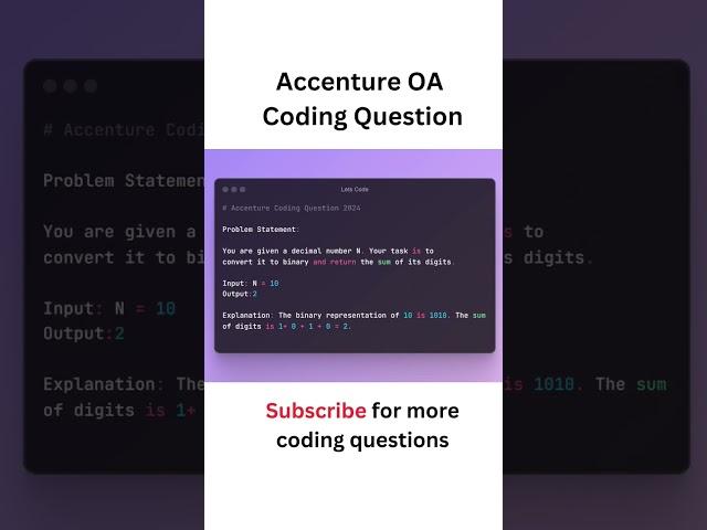 Accenture OA Coding Questions #accenture #coding