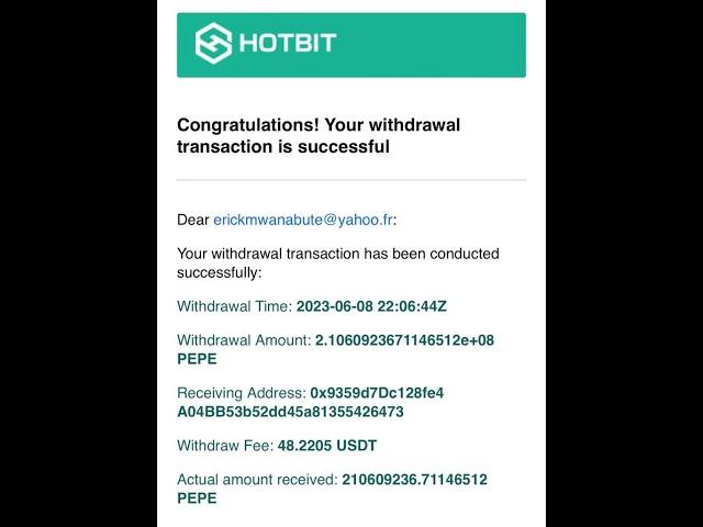 Hotbit Exchange Close / Withdraw and Transfer to other wallet