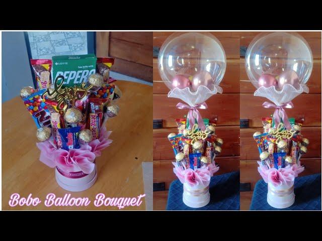 Bobo balloon bouquet chocolate bouquet #diybouquet #chocolatebouquet #giftideas