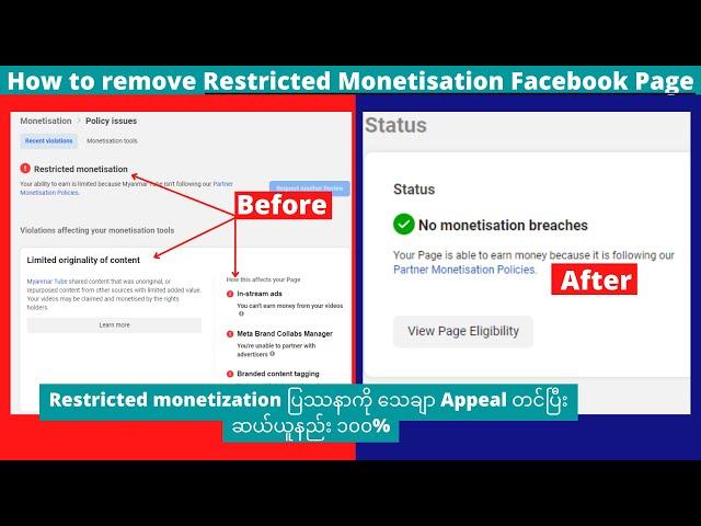 How to fix restricted monetisation on Facebook page