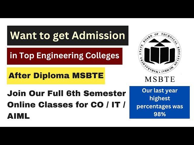 Best Classes For 2nd Year & 3rd Year MSBTE Diploma | Comp/IT/AIML | Get Admission in COEP/ PICT/VJTI