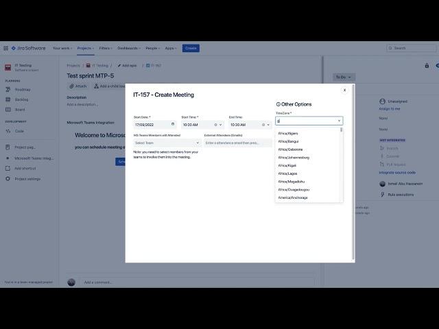 Create Microsoft Teams Meetings from Jira