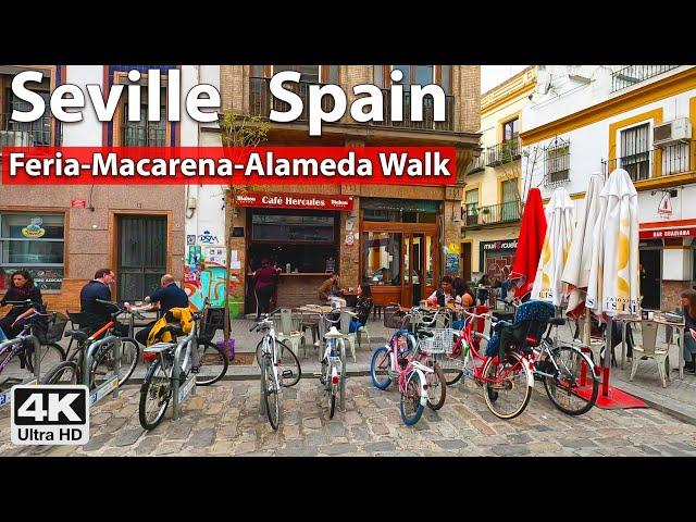 Mercado Feria, Macarena & Alameda4K Virtual Walk Tour in Seville Spain