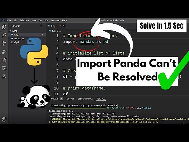 import "pandas" could not be resolved from source pylance report missing module source | #code_gyani