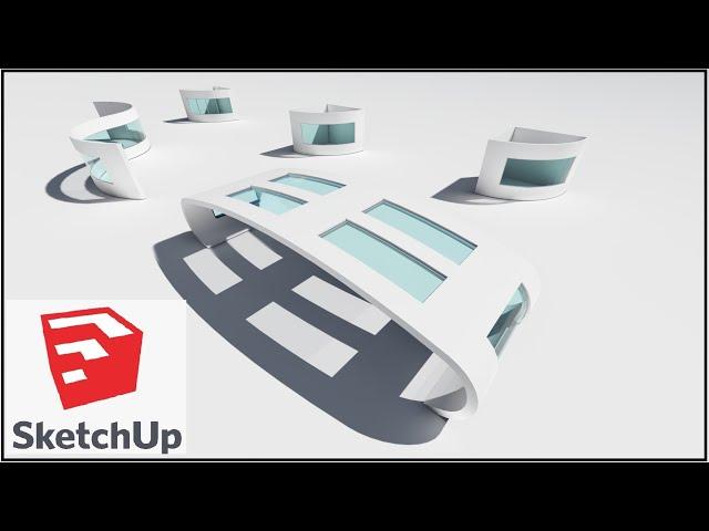 TRES FORMAS DE CREAR VENTANAS EN MUROS CURVOS SketchUp sin Plugins "ARQUITECTURA"