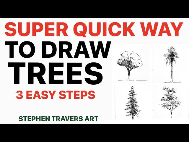 Draw a Real Looking Tree in 3 Minutes! - 3 Easy Steps