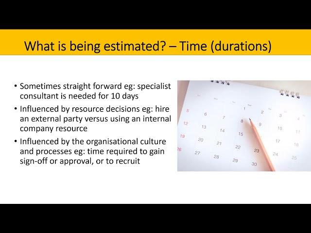 Project Management Estimation Methods Resources, Time, Cost Part 1