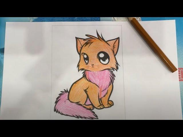 Complete the drawing of a cute little fox