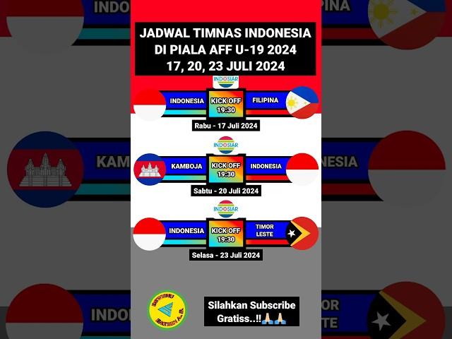 JADWAL TIMNAS INDONESIA DI PIALA AFF U-19 2024#jadwalpialaaff#timnasday#kualifikasipialadunia2026