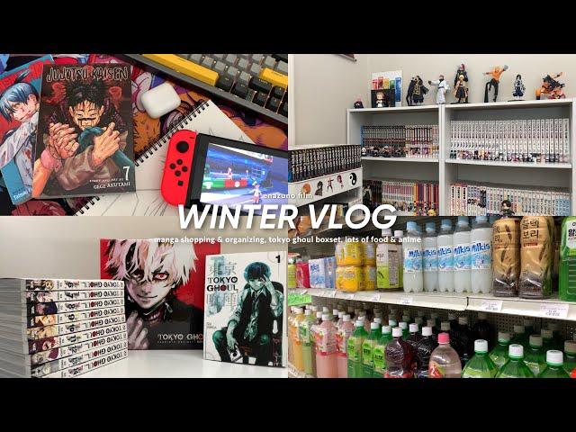 winter vlog ️️ : manga shopping & organizing, tokyo ghoul boxset, lots of food & anime !